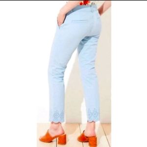 LOFT Girlfriend Chino Pants - Light Blue like new w/o tags Scalloped Hem Size 6